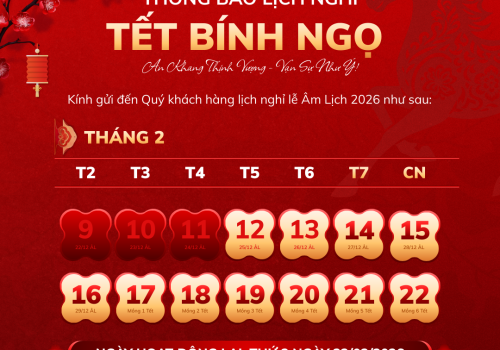 🎊 THÔNG BÁO LỊCH NGHỈ TẾT NGUYÊN ĐÁN BÍNH NGỌ 2026 🎊